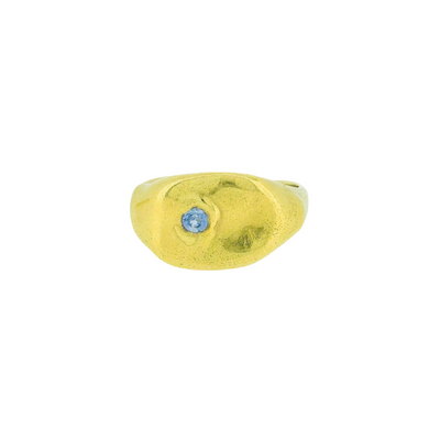 Sharlala Jewellery Melted Signet Baby Blue Sapphire Ring Gold Vermeil - Radical Giving