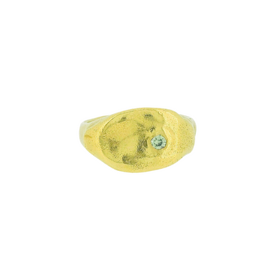 Sharlala Jewellery Melted Signet Lime Green Sapphire Ring Gold Vermeil - Radical Giving 