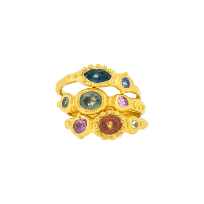 Sharlala Jewellery Pink, Orange & White Sapphire Ring - Radical Giving Sharlala Jewellery Blue & Blue Sapphire Ring - Radical Giving
