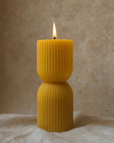 Goldrick Hourglass Pillar Beeswax Candle - Radical Giving