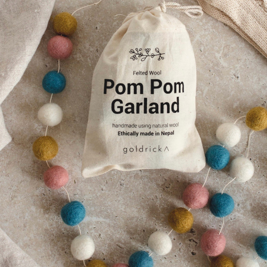 Goldrick Pom Pom Natural Wool Garland - Radical Giving