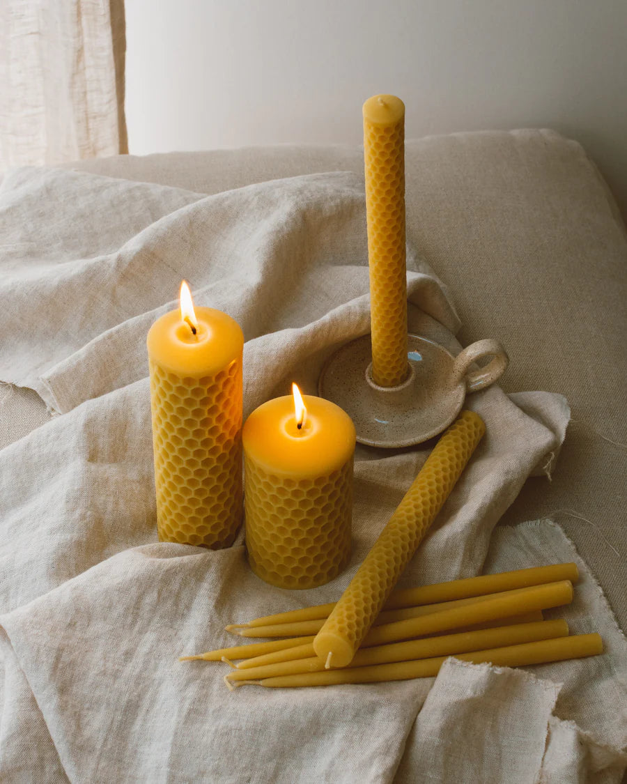 Goldrick Honeycomb Beeswax Pillar Candle - Radical Giving