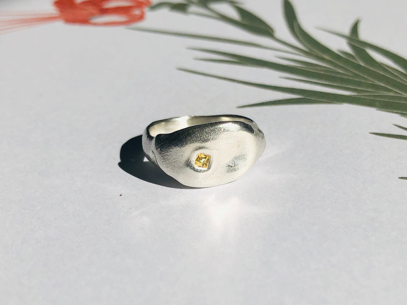 Sharlala Jewellery Melted Signet Yellow Sapphire Ring Sterling Silver - Radical Giving