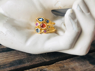 Sharlala Jewellery Green, Green & Pink Sapphires Ring - Radical Giving
