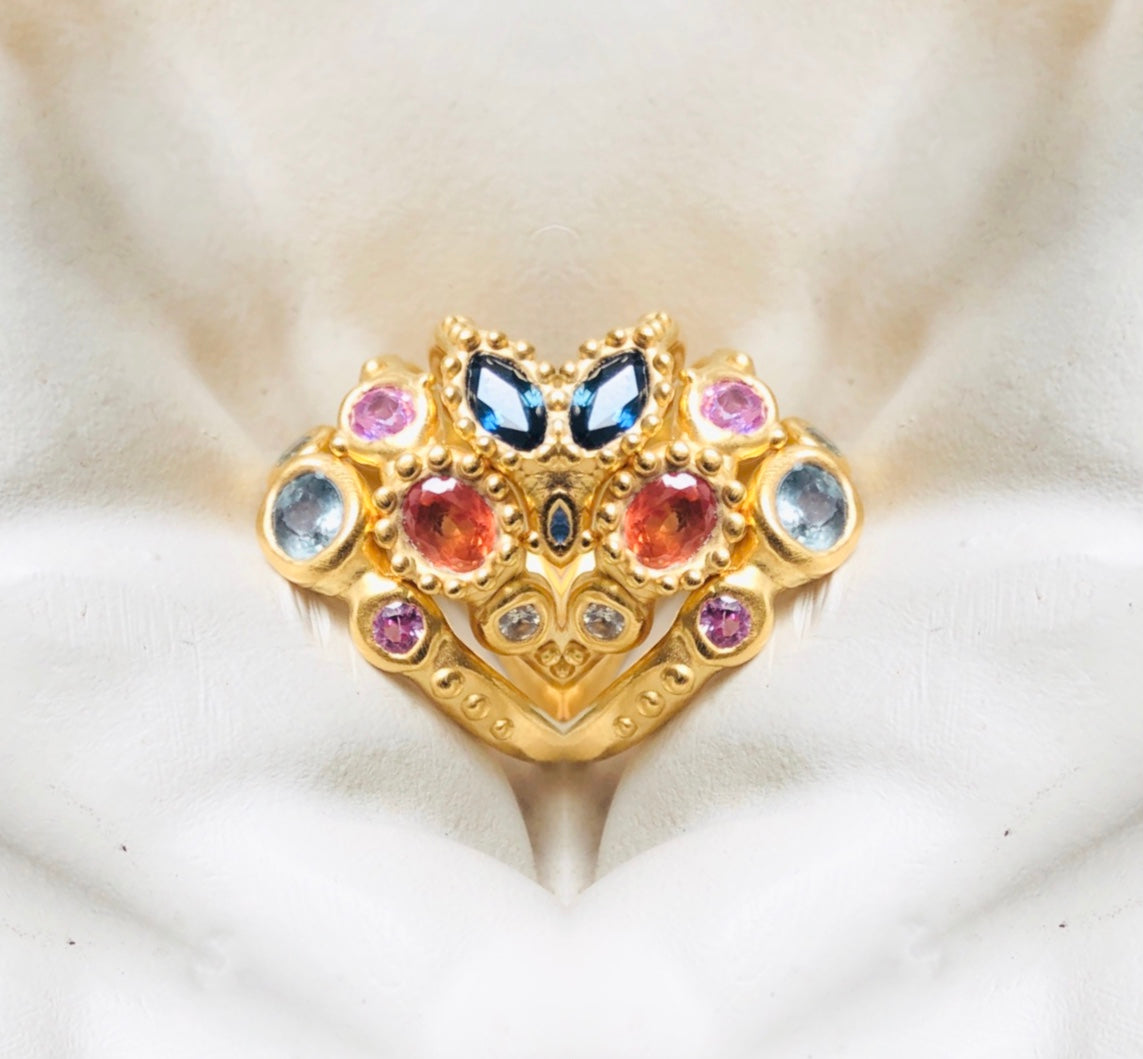 Sharlala Jewellery Pink, Orange & White Sapphire Ring