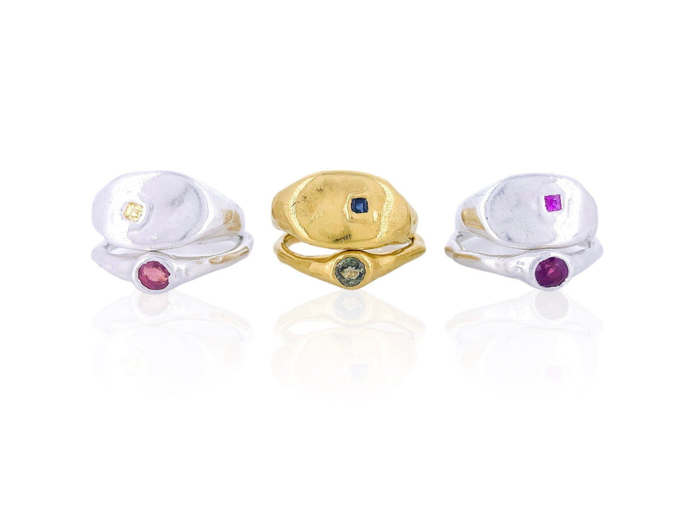 Sharlala Jewellery Melted Signet Baby Pink Sapphire Ring Gold Vermeil - Radical Giving