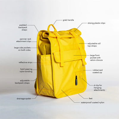 Goodordering Monochrome Rolltop Backpack Pannier Yellow - Radical Giving