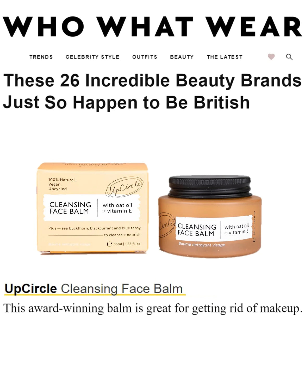 UpCircle Cleansing Face Balm with Oat Oil & Vitamin E - Radical Giving
